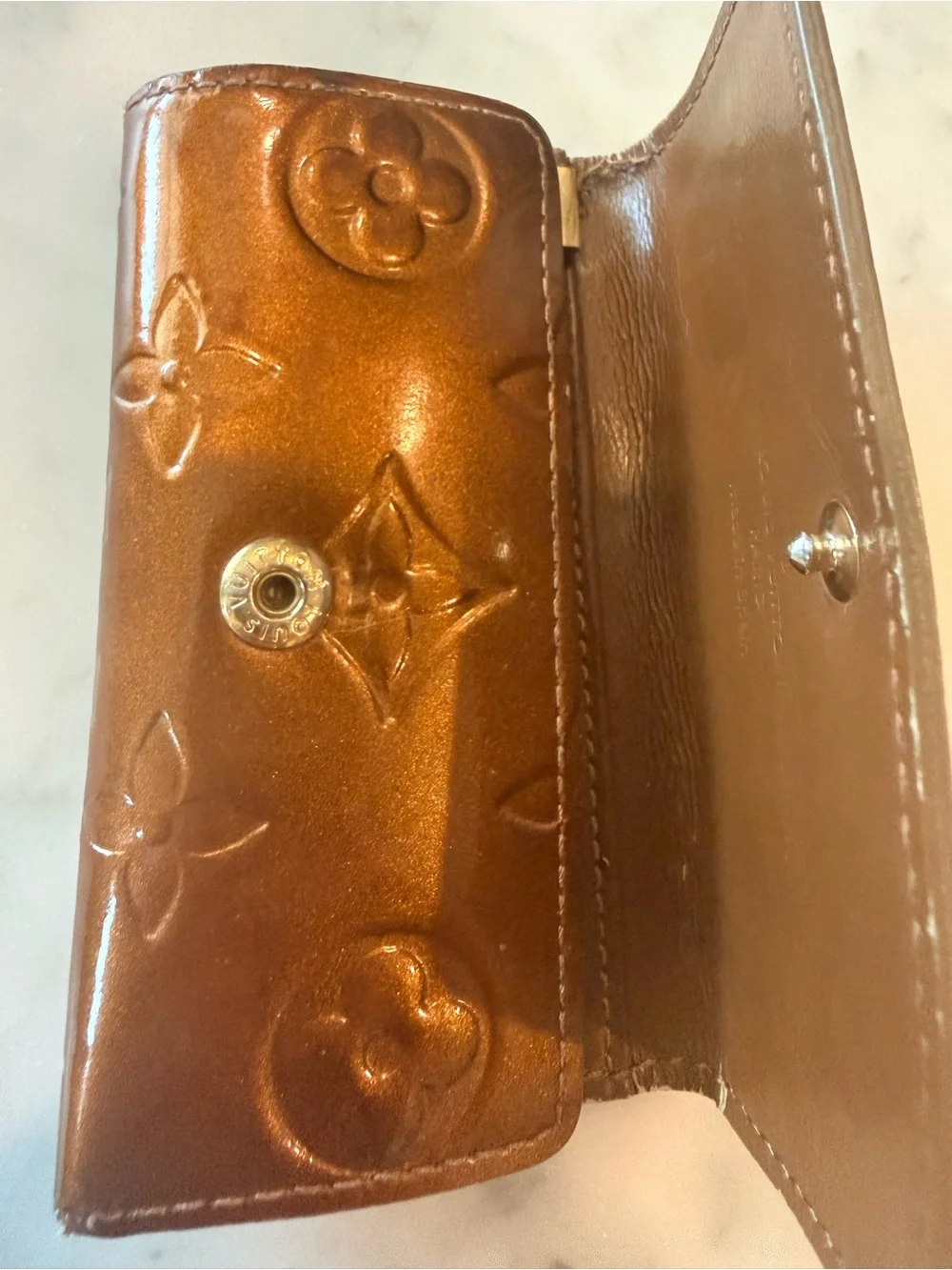 Louis Vuitton Brown/Copper Vernis Embossed Key Holder